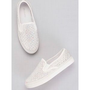 David’s Bridal Crystal Studded Slip On Sneakers